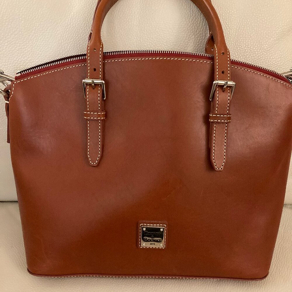 Dooney & Bourke Florentine Toscana Domed Satchel with Shoulder Strap Ginger